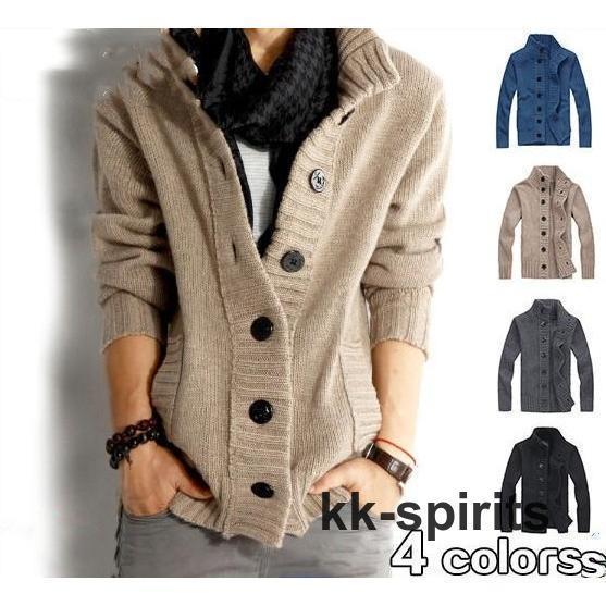 カーディガン ニット メンズ ニットカーディガン アウター セーター 羽織 長袖 トップス 無地 シンプル 秋冬 着痩 お兄系 立ち襟