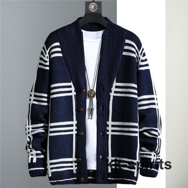 カーディガン メンズ ニットジャケット ボーダー ニットカーディガン アウター ニット セーター 秋冬 メンズファッション トップス ゆったり