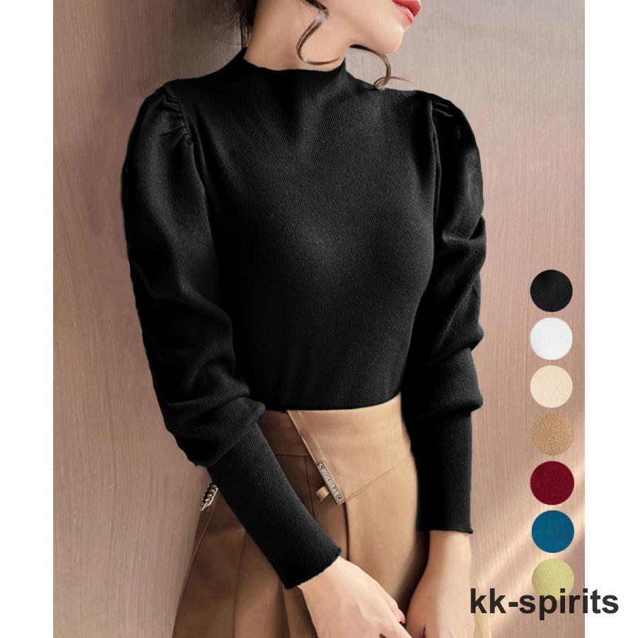 ニットセーターパフスリーブニットトップス