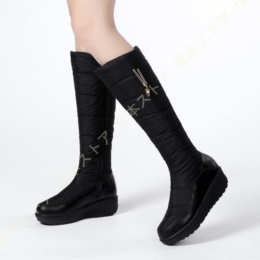 スノーブーツ 女性用 レディース ロング ブーツ スノーシューズ アウトドア 大きいサイズ ブラック ウ..