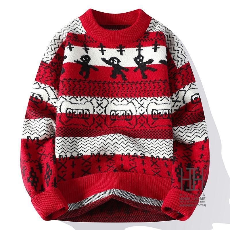 セーター メンズ ニット スクールセーター 男子 ブランド HOMEIHOME 長袖 丸首 プルオーバー カジュアル おしゃれ 暖かい クリスマス プレゼント 秋 冬