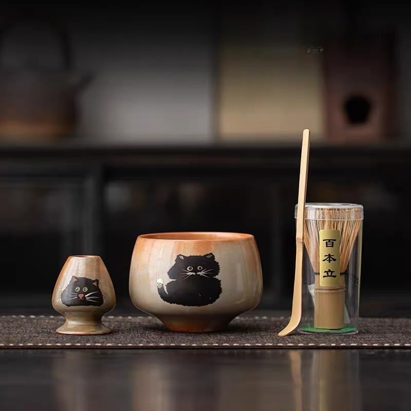 手作り百本立茶筅 陶芸家作抹茶碗付き抹茶セット、茶道具一式、手作り茶筅 茶筅