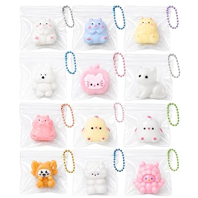 【楽天スーパーSALE★50％OFF！半額割引】 【24H限定★最大20％OFFクーポン対象】 ミニ スクイーズ キーホルダー 12個セット ぷにぷに チャーム もちもち 水感 ボールチェーン付き 暇つぶし 癒しグッズ 握る玩具 ストレス解消 面白い 触感 弾性 柔らかい 感覚玩具