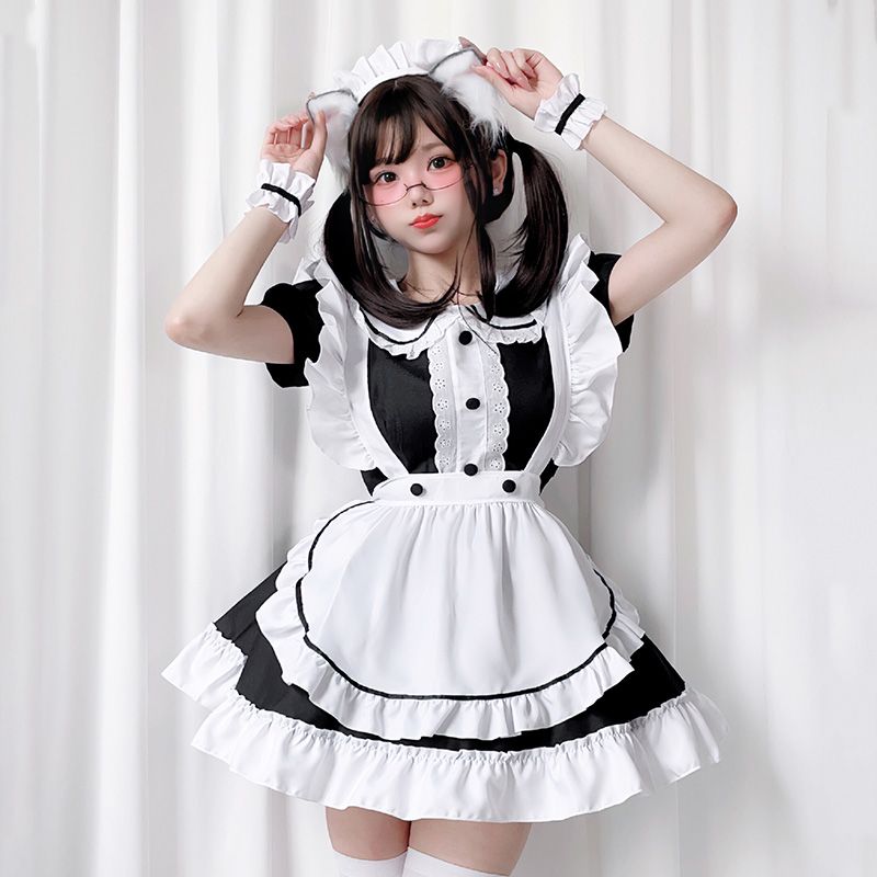 【全店ポイント5倍★5と0のつく日】メイド服 コスプレ ハロウィン衣装 レディース メイド仮装 フルセット フリル裾 ワンピース エプロン 上下5点セットアップ 女性 半袖 大人 可愛い メイド 大きいサイズ cosplay こすぷれ kktms-10020358 KKTMS楽天市場店 サンプル画像2