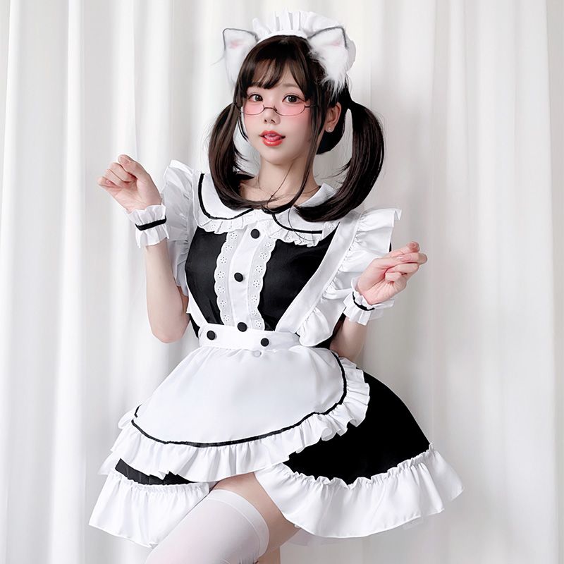 【全店ポイント5倍★5と0のつく日】メイド服 コスプレ ハロウィン衣装 レディース メイド仮装 フルセット フリル裾 ワンピース エプロン 上下5点セットアップ 女性 半袖 大人 可愛い メイド 大きいサイズ cosplay こすぷれ kktms-10020358 KKTMS楽天市場店 サンプル画像3