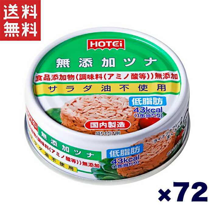 ホテイ 国内製造ツナ 備蓄品 魚肉缶 ツナ 健康食品 無添加 水煮 72缶パック ホテイフーズ 【D】