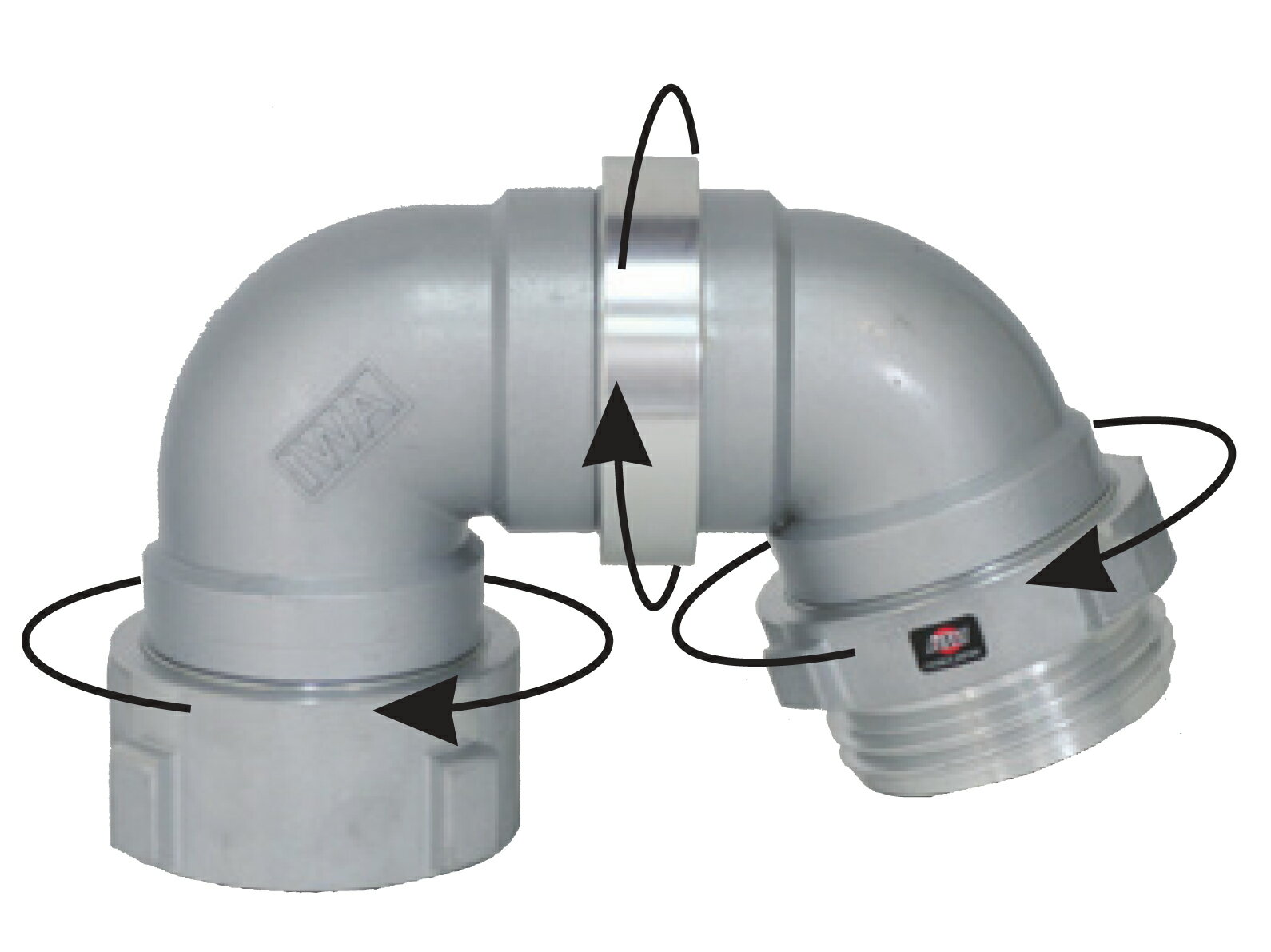 岩崎製作所　ポンプ用品＞吸管付属部品アルミ製　吸口媒介金具　フルスイング90　70　15FS9070A