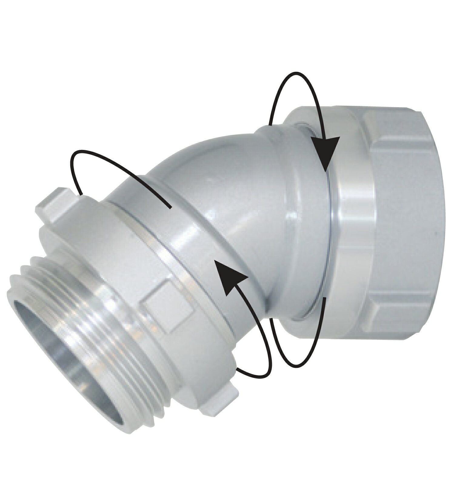 岩崎製作所　ポンプ用品＞吸管付属部品アルミ製　吸口媒介金具　吸口ダブルスイベルエルボ　スロッター75A×45°スロッター　15WSL7545A