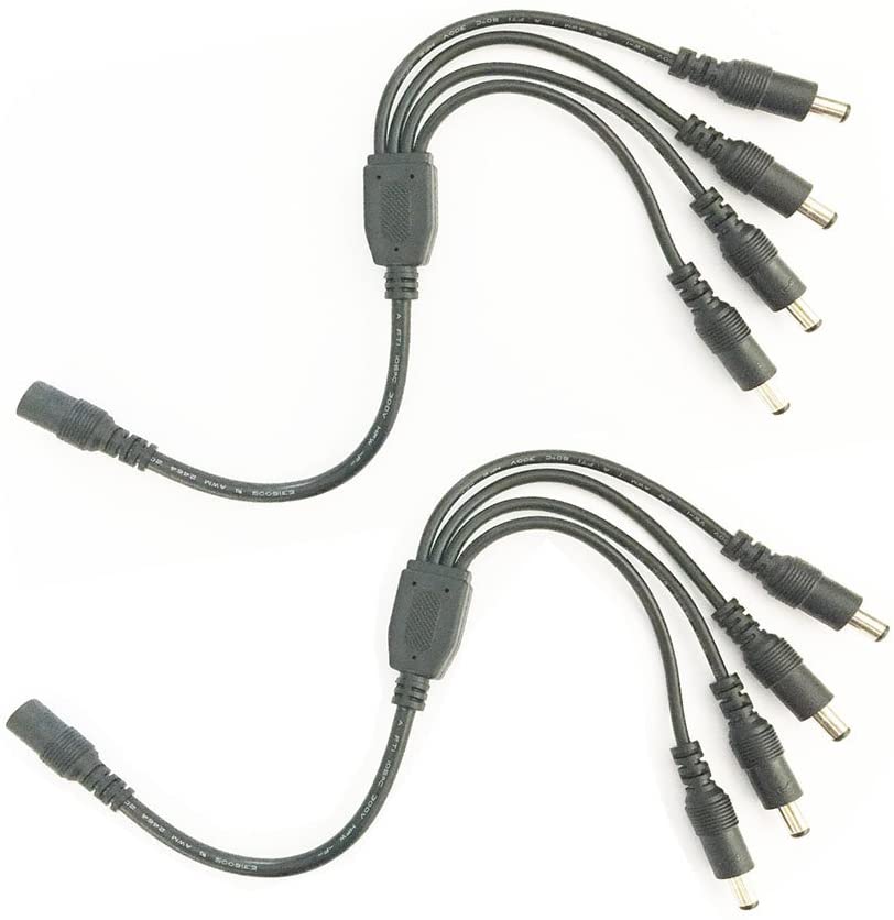 2個セットDC電源 4分岐ケーブル外径5.5mm 内径2.1mm 直流電流用