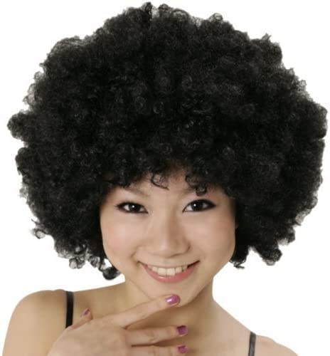 楽天KK雑貨 楽天市場店ネット 付き アフロヘアー コスプレ用小物 黒 コスチューム用小物 ピエロ ハロウイン 仮装 イベント パーティー 男女共用 （ブラック）