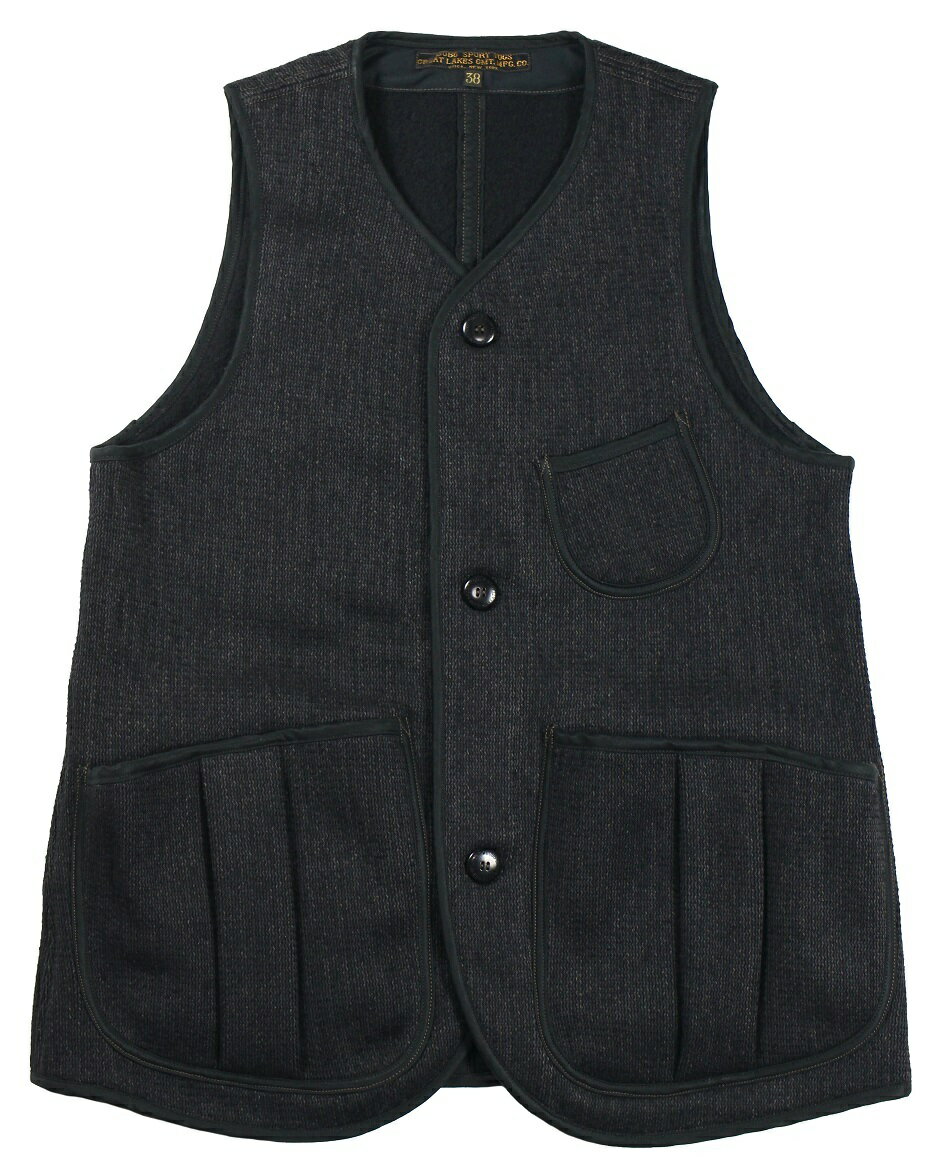 FREEWHEELERS CO. Delaware VEST 2031019 CHARCOAL BLACK GRAIN size.36,38,40,42,44