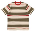 FREEWHEELERS CO. RANDOM STRIPED SET-IN SHORT SLEEVE T-SHIRT 2325025 CHILI RED×GRAY KHAKI×STRAW CREAM size.S,M,L,XL,XXL