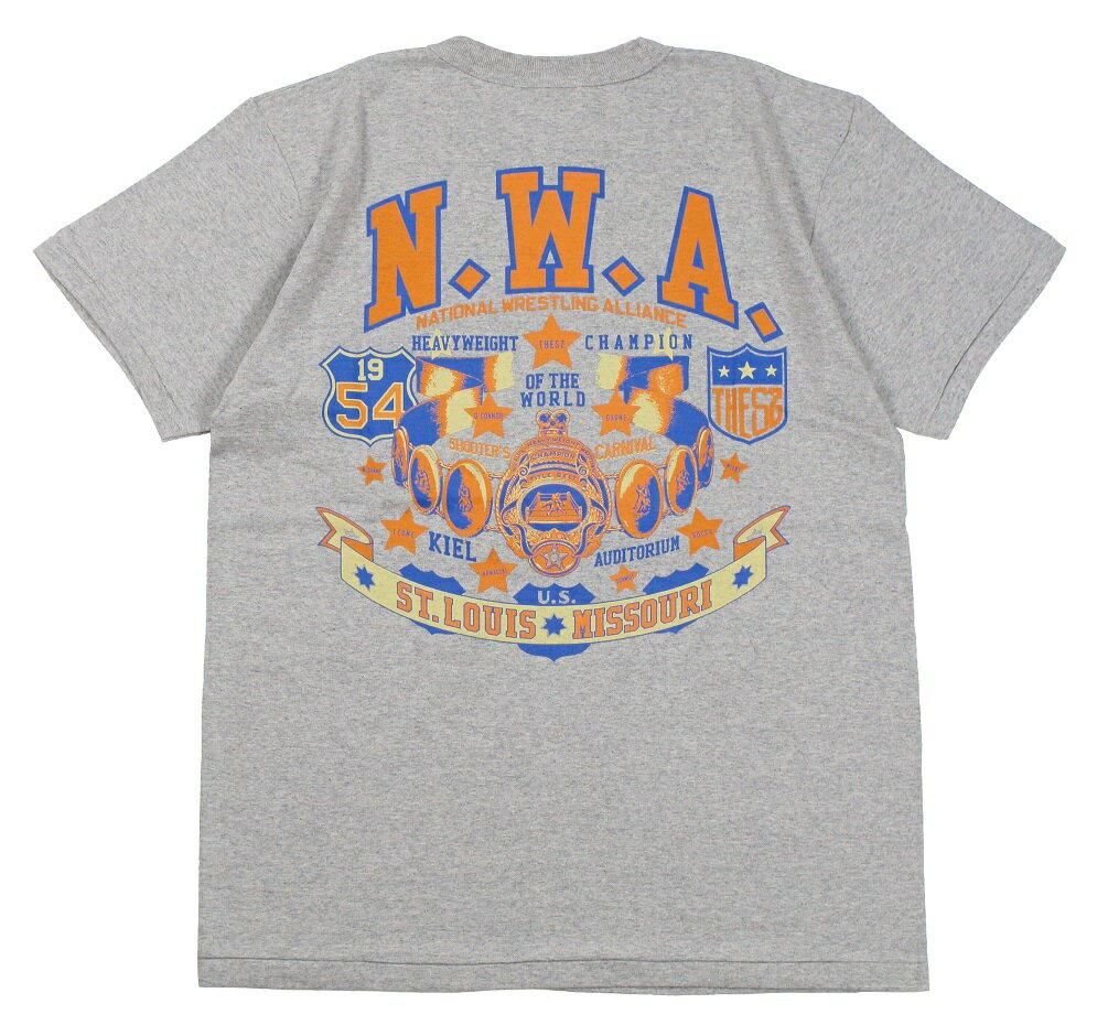 Rakuten - ’BO’S GLAD RAGS Mid 1950s Style Medium Weight Cotton Pocket Tee [“N. W. A. WORLD’S HEAVYWEIGHT CHAMPION TITLE BELT” Heather Gray size.M,L,XL]