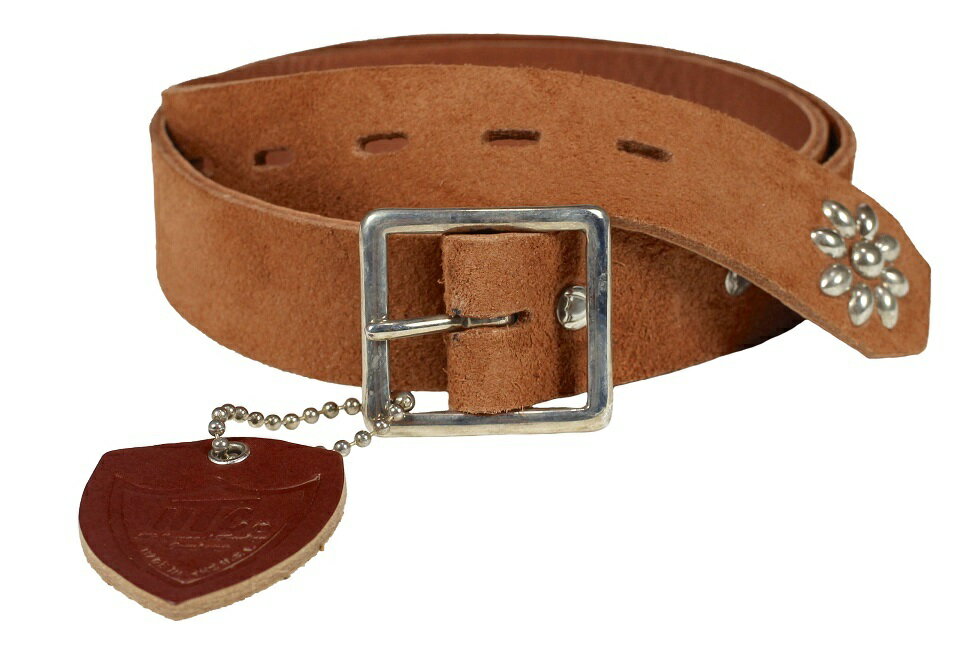 スタッズベルト HTC ["SUEDE END ONLY FLOWER STUDS BELT" 1.25インチ L.BROWN size.32,34,36,38]