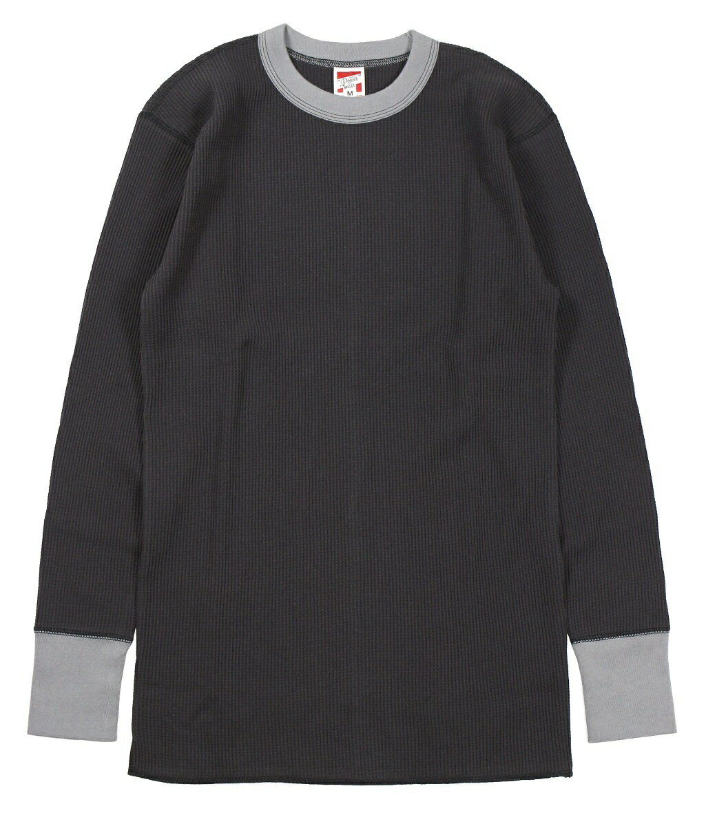 FREEWHEELERS CO. CREW NECK THERMAL LONG SLEEVE SHIRT 2215010 BLACK×SILVER GRAY size.S,M,L