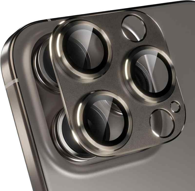iPhone 15pro/iphone 15pro maxフィルム アルミ合金製＋AR高透過率強化ガラスレンズカバー 0.25mm超薄 一体型レンズ保護フィルム アイフォン15pro/15pro max用カメラ保護フィルム 3眼 レンズ保…
