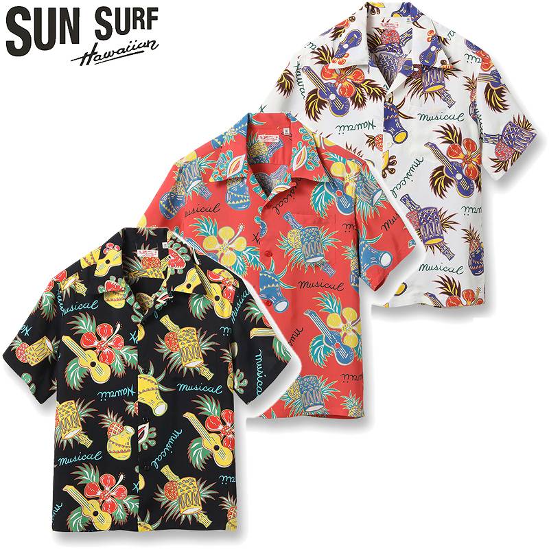 サンサーフ レギュラー ハワイアン シャツ アロハ シャツ “HAWAII MUSICAL” SS39018 / SUNSURF RAYON HAWAIIAN SHIRT “HAWAII MUSICAL”のサムネイル