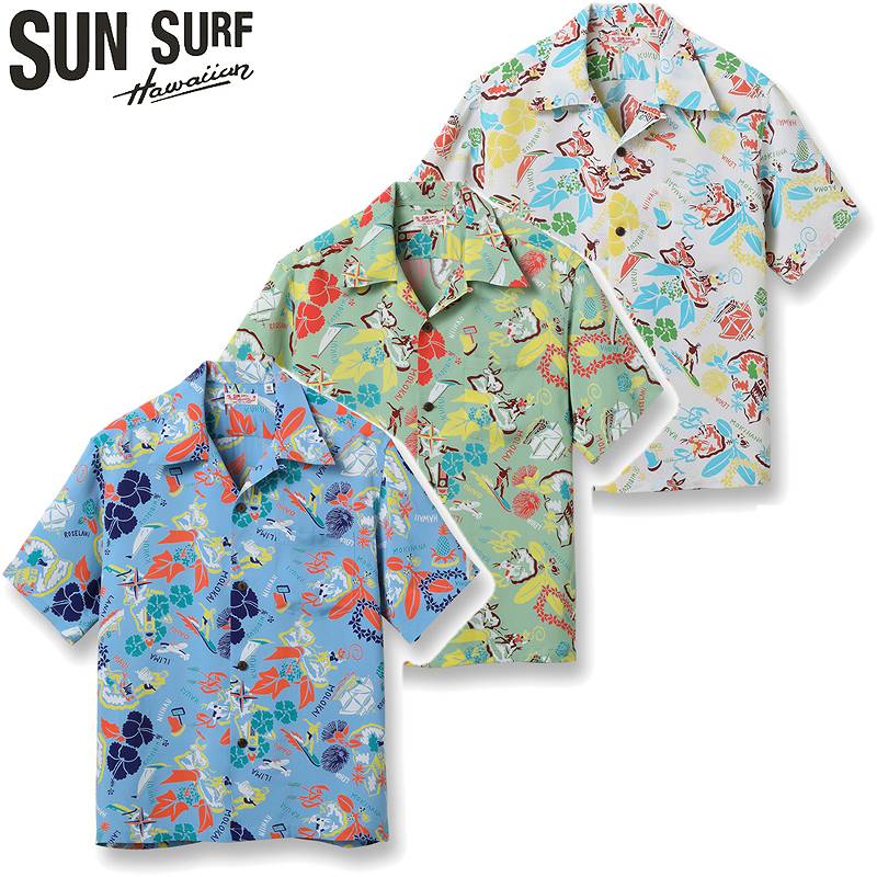 サンサーフ レギュラー ハワイアン シャツ アロハ シャツ “SYMBOL OF THE ISLANDS” SS39026 / SUNSURF RAYON HAWAIIAN SHIRT “SYMBOL OF THE ISLANDS”