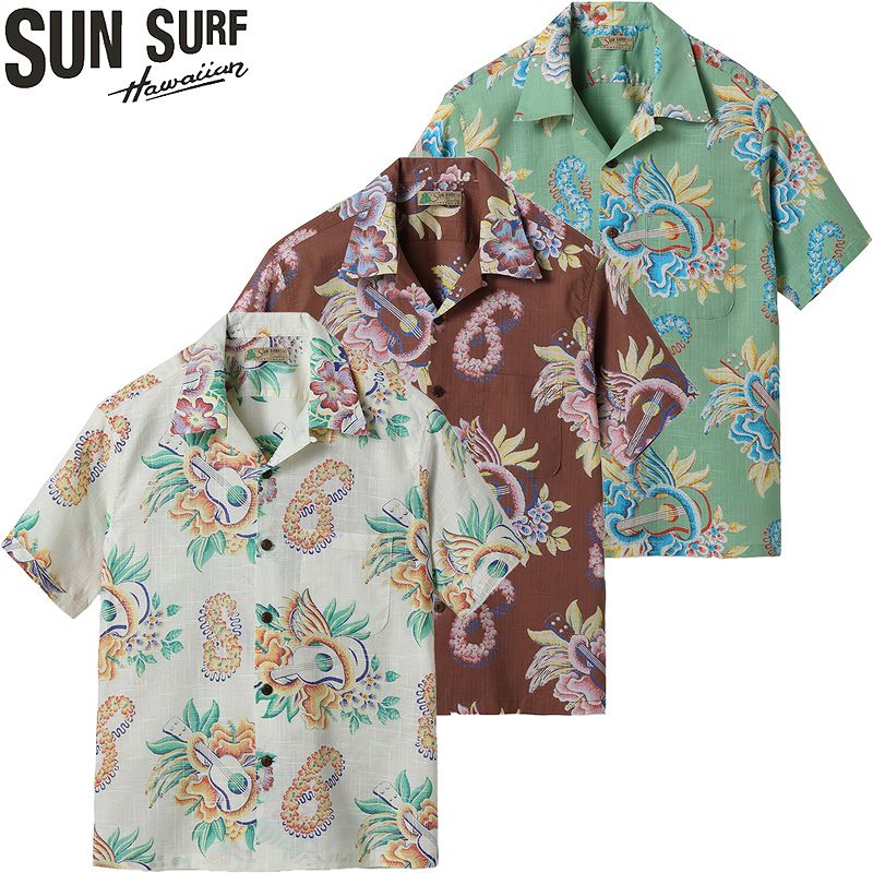 サンサーフ コットン×リネン オープン シャツ アロハ シャツ “MACINTOSH UKULELE” SS39283 / SUNSURF COTTON × LINEN OPEN SHIRT “MACINTOSH UKULELE”