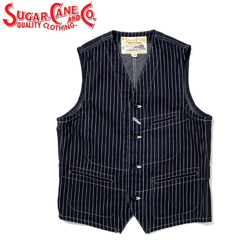 シュガーケーン 9oz. ウォバッシュ ストライプ ワーク ベスト「SC12654」9oz. WABASH STRIPE WORK VEST SUGAR CANE