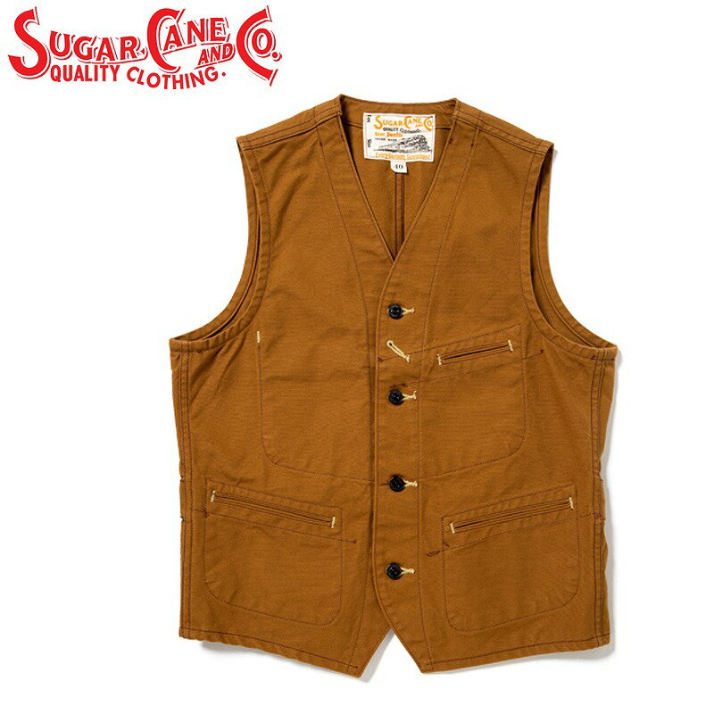 シュガーケーン 13oz. ブラウン ダック ワーク ベスト「SC14375」13oz. BROWN DUCK WORK VEST SUGAR CANE