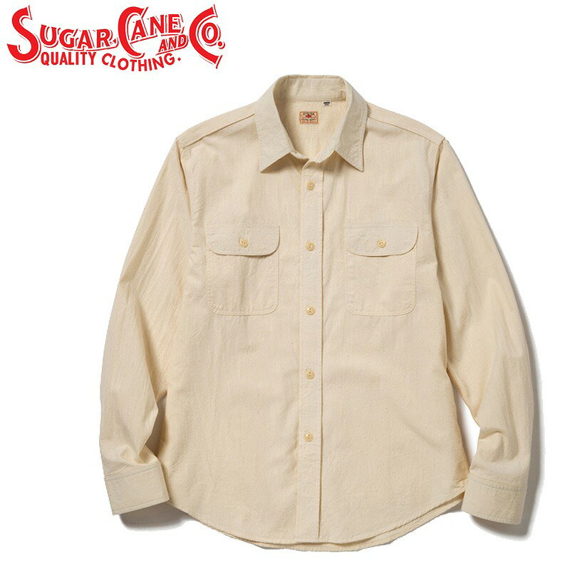 シュガーケーン ホワイト シャンブレー 長袖 ワーク シャツ「SC27851」WHITE CHAMBRAY WORK SHIRT (LONG SLEEVE) SUGAR CANE