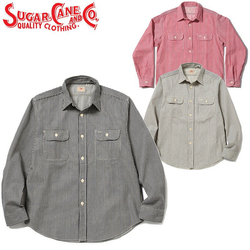 シュガーケーン ヒッコリー ストライプ 長袖 ワーク シャツ「SC27853」HICKORY STRIPE WORK SHIRT (LONG SLEEVE) SUGAR CANE