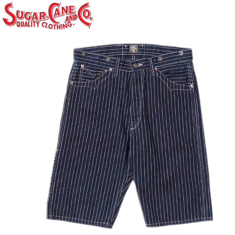 シュガーケーン FICTION ROMANCE　ウォバッシュ　ストライプ ショート パンツ SC51443 / SUGAR CANE FICTION ROMANCE 9oz. WABASH STRIPE ZIP FLY SHORTS