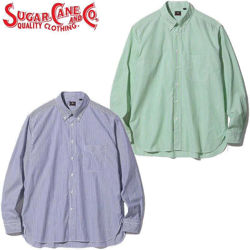 シュガーケーン 100番双糸 コットン ストライプ ボタンダウン シャツ SC29067 / 100/2 COTTON STRIPE BUTTON DOWN SHIRT