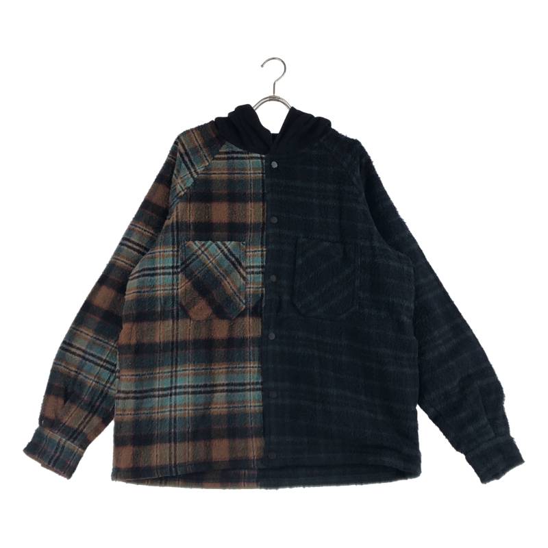  REPRESENT / リプレゼント | Hooded Flannel Jacket フード フランネル シャツジャケット | M | ネイビー/グリーン | メンズ