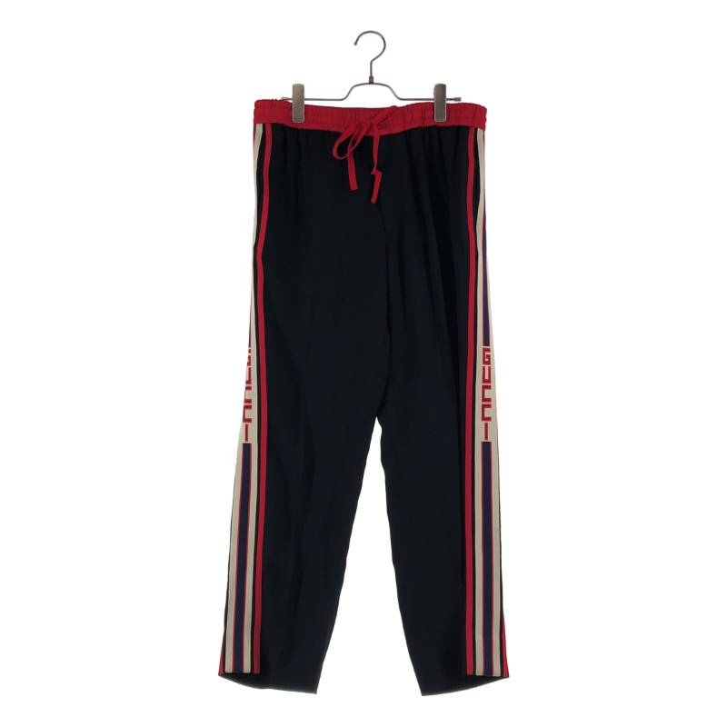 gucci///////////////\' - GUCCI / グッチ | アセテート サイドロゴライン パンツ | 46 | ブラック/レッド | メンズ