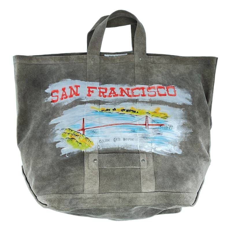  SEVEN BY SEVEN / セブン バイ セブン | HAND PAINTED LEATHER TOTE BAG / スエードレザー ハンドペイント トートバッグ | グレー | メンズ