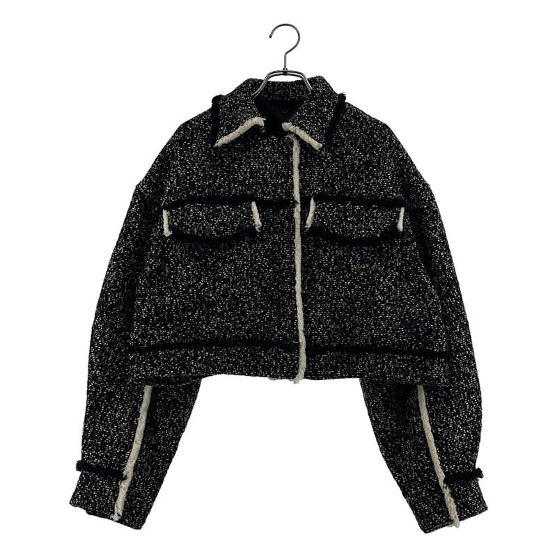 AMERI / アメリ | OTONA MUSE FRINGE TWEED SHORT JACKET ジャケット | F | ブラック/ホワイト | レディース