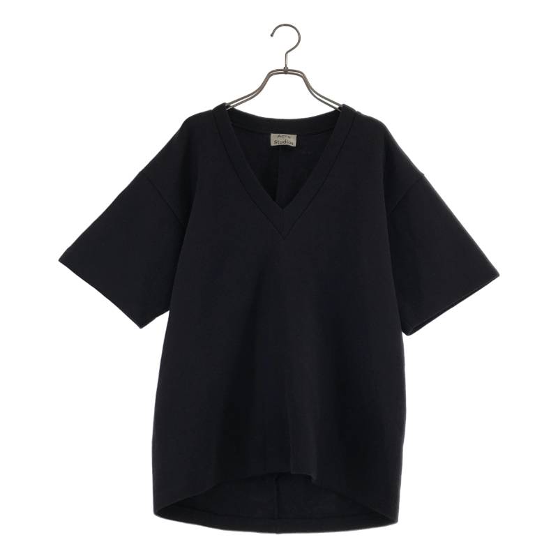 Acne Studios / アクネストゥディオズ | Vネック 半袖スウェット Tシャツ | XS | ブラック | レディース