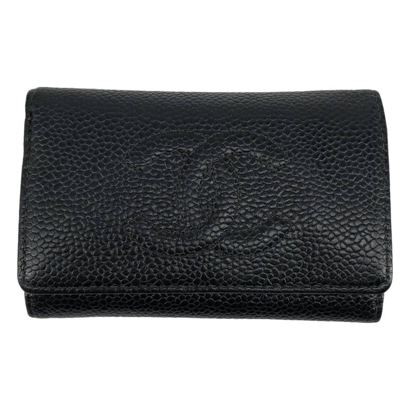 CHANEL / シャネル | ココマーク キャビアスキン キーケース | ブラック