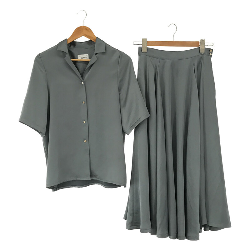 yiz foufou / t[t[ | open collar satin blouse / satin flair skirt uEX XJ[gZbgAbv | - / 1 | u[O[ | fB[X