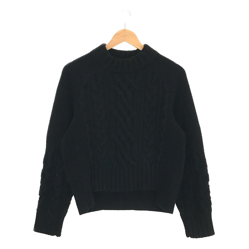 【美品】サカイ バックレース 切替ワンピース ケーブル ニット ウール 黒 美品】サカイ バックレース 切替ワンピース ケーブル ニット