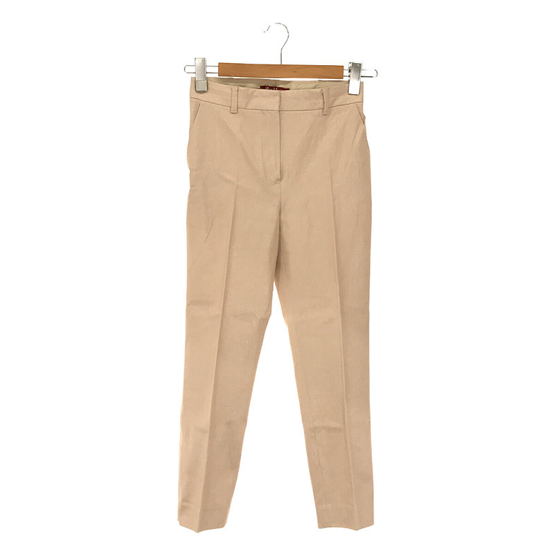 【在庫一掃SALE】MAX MARA STUDIO / マックスマーラ ステュディオ | コットン ストレッチ ラメ 箔 プリント テーパード パンツ | 36 | ピンク | レディース