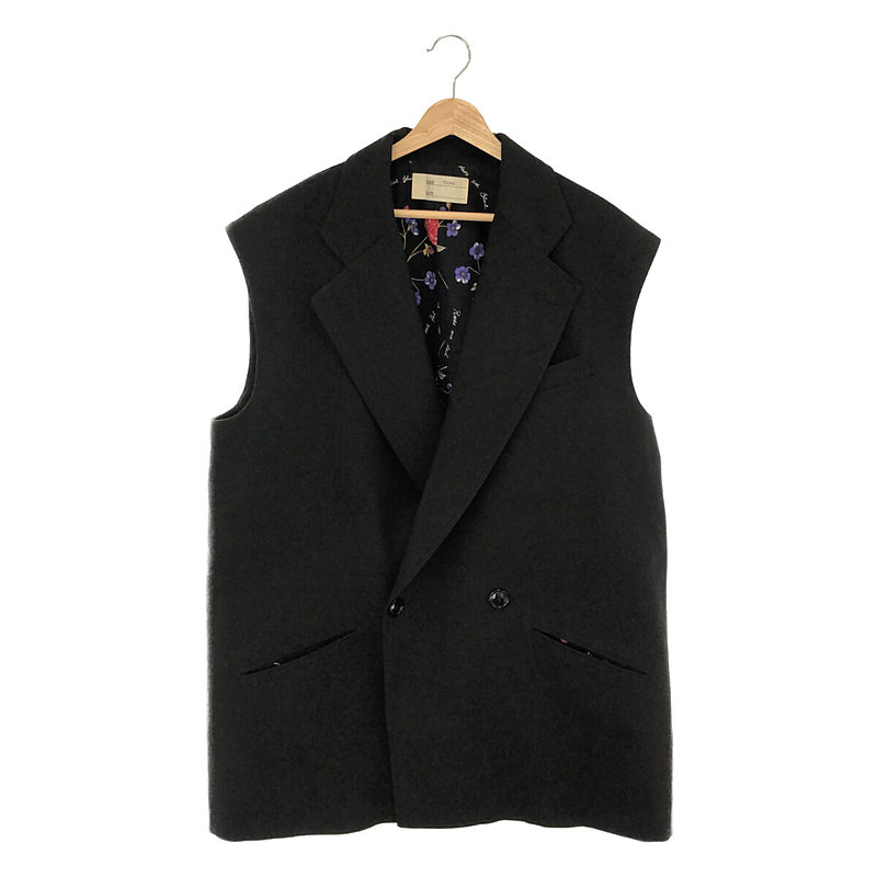 【美品】 77 circa / ナナナナサーカ | リメイク アンティークファブリック ダブルブレスト ノースリーブ ジャケット | ブラック | レディース