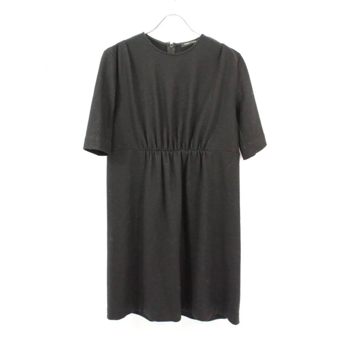 YOKO CHAN / ヨーコチャン | Half-sleeve Wool Dress 半袖 ウールワンピース ドレス | 36 | ブラック | I612012-C-5b602a4a2ae6870