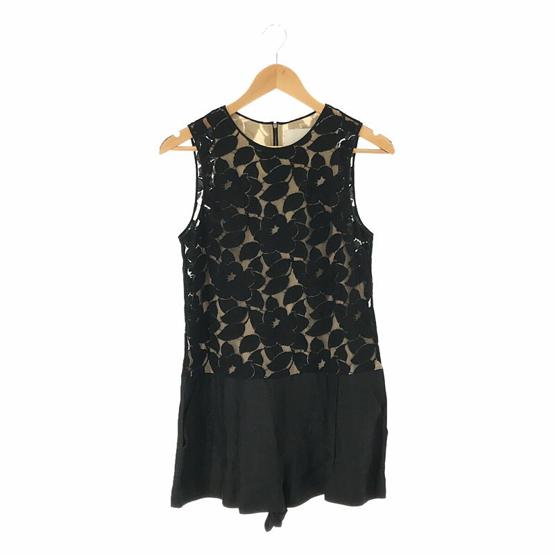 【在庫一掃SALE】3.1 Phillip Lim / スリーワンフィリップリム | ボタニカル レース シルク 切替 コンビネーションサロペット オールインワン | 2 | ブラック | レディース