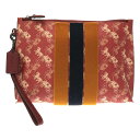 【在庫一掃SALE】【美品】 COACH / コーチ | Charlie Varsity Stripe Printed Pouch ポーチ | レッド | レディース