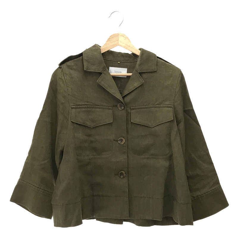 【在庫一掃SALE】SEASON STYLE LAB / シーズンスタイルラボ | リネンジャケット | 38 | カーキ | レディース