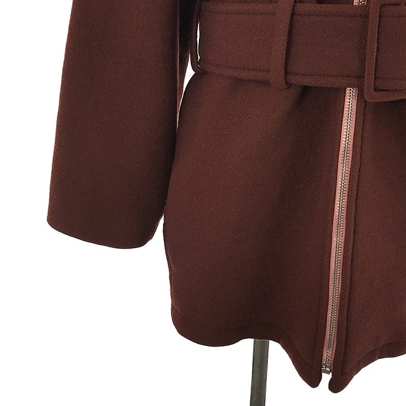 CARVEN / カルヴェン | ウール セーラーカラー ベルテッドジャケット | 34 | バーガンディー | レディース