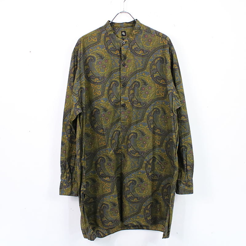 Kaptain Sunshine / キャプテンサンシャイン | 2020SS | Pullover Band Collar Shirt ペイズリープルオーバーバンドカラーシャツ | 38 | カーキ