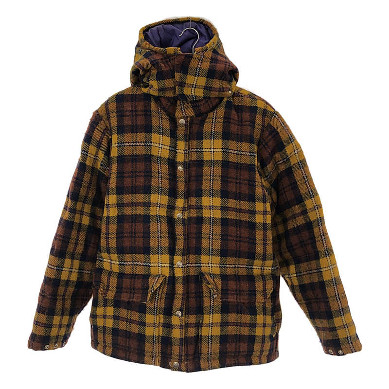 THE NORTH FACE PURPLE LABEL / ザノースフェイスパープルレーベル × HARRIS TWEED DOWN PARKA ツイードチェック フーデッド ダウンジャケット S イエロー / ブラウン メンズ