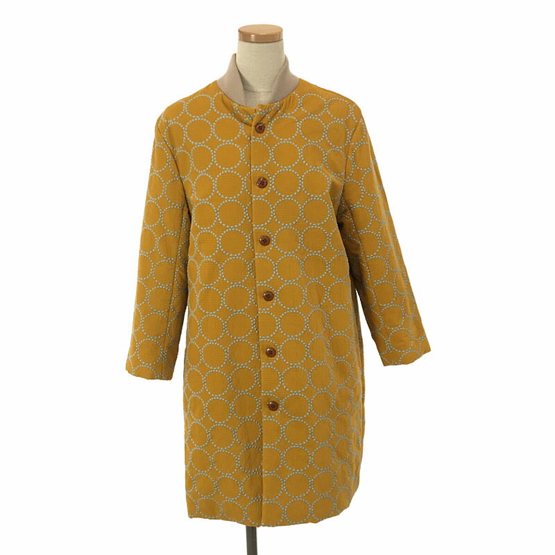 【新品】 mina perhonen / ミナペルホネン | 2022AW | tambourine COAT / 総裏地 タンバリン刺繍 リブ コート | 150/12Y | mustard | ..