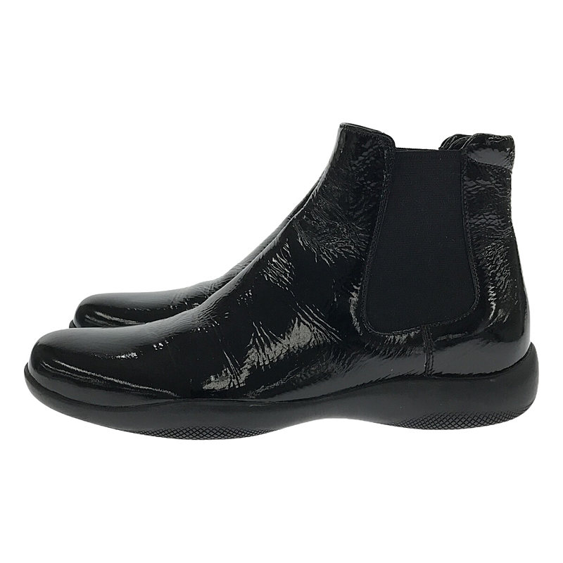 PRADA SPORT / プラダスポーツ | エナメル サイドゴアショートブーツ | 35 | ブラ...
