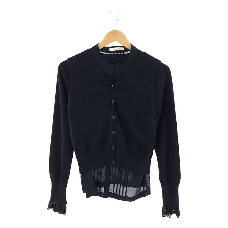 RUMCHE / ラム・シェ | フェイクレイヤードバンドカラーカーディガン | F | ネイビー | レディース