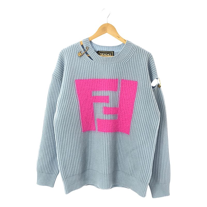  FENDI / フェンディ | 2021 | × Versace Fendace Cut Out Jumper ニット | 46 | ライトブルー/ピンク | メンズ